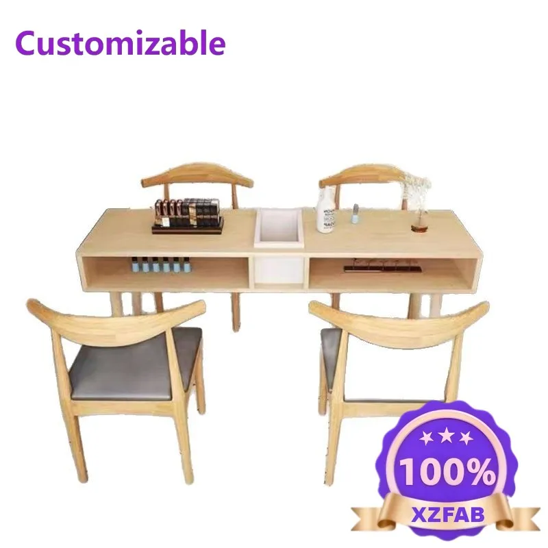 Factory Direct 2026 Solid wood manicure table Vacuum cleaner Inlaid Japanese single manicure table Small Internet celebrity mani