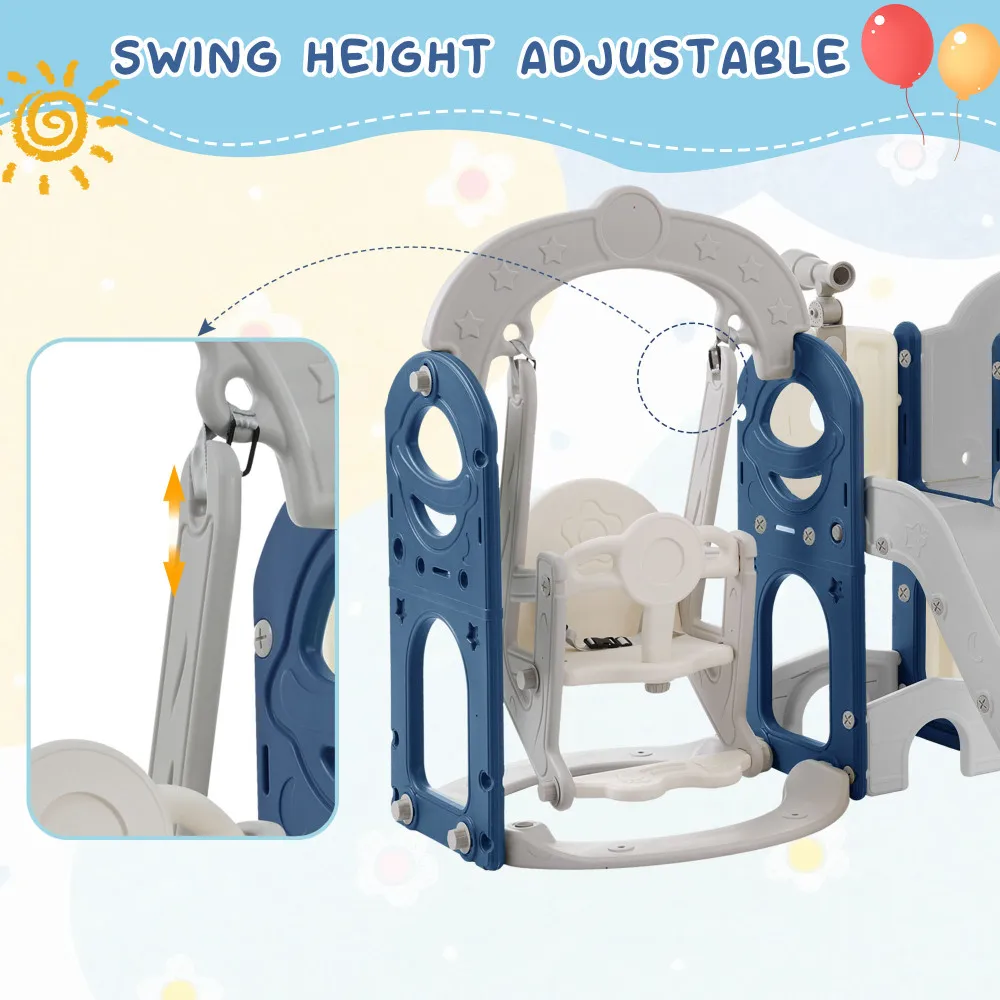 Toddler Slide and Swing Set 8 in 1, Kids Playground Climbing Slide Toy Set with Basketball Stand Independent Combination