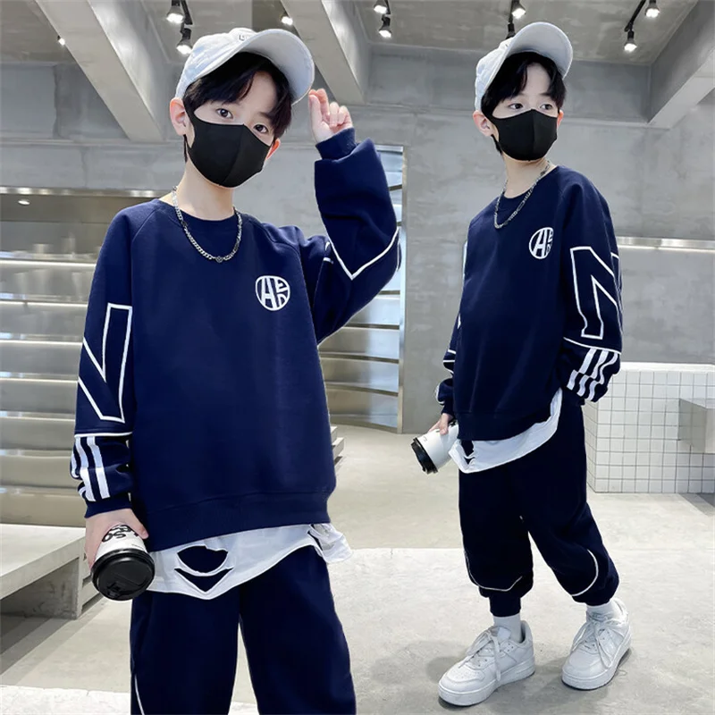 Boys Sweatshirts +Pants Kids Suits 2PCS/Set Cotton 2024 Newest Spring Autumn Cotton Jogging Suit Teenagers Christmas Gift Childr