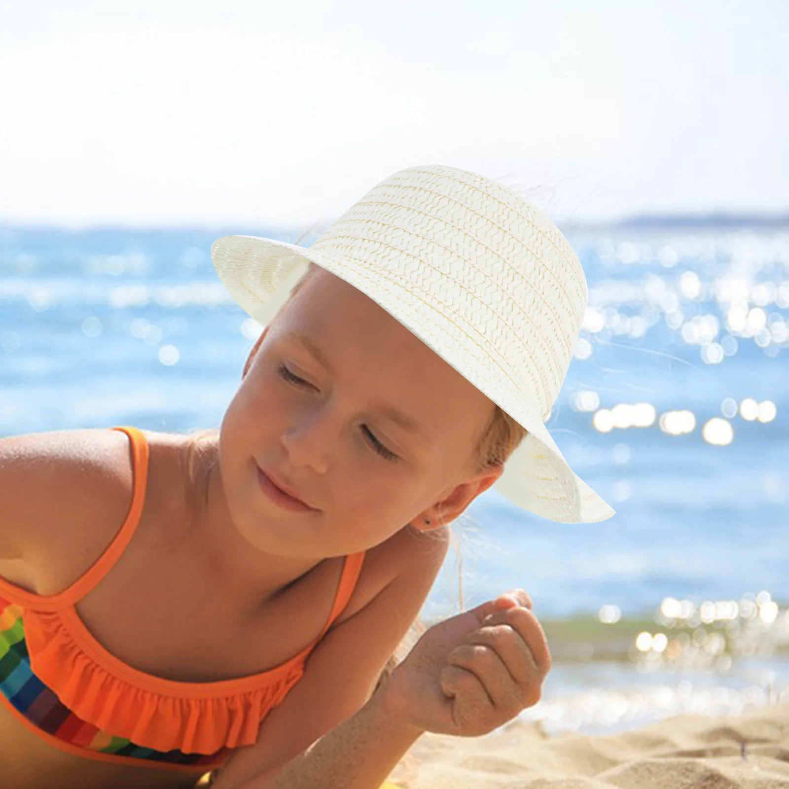 3 قطعة قبعة القش الصغيرة المنسوجة قبعات مستديرة DIY بها بنفسك الحرفية الديكور صور الدعامة زخرفة المنزل قبعة القش الصغيرة ملحقات ديكور صغير #1