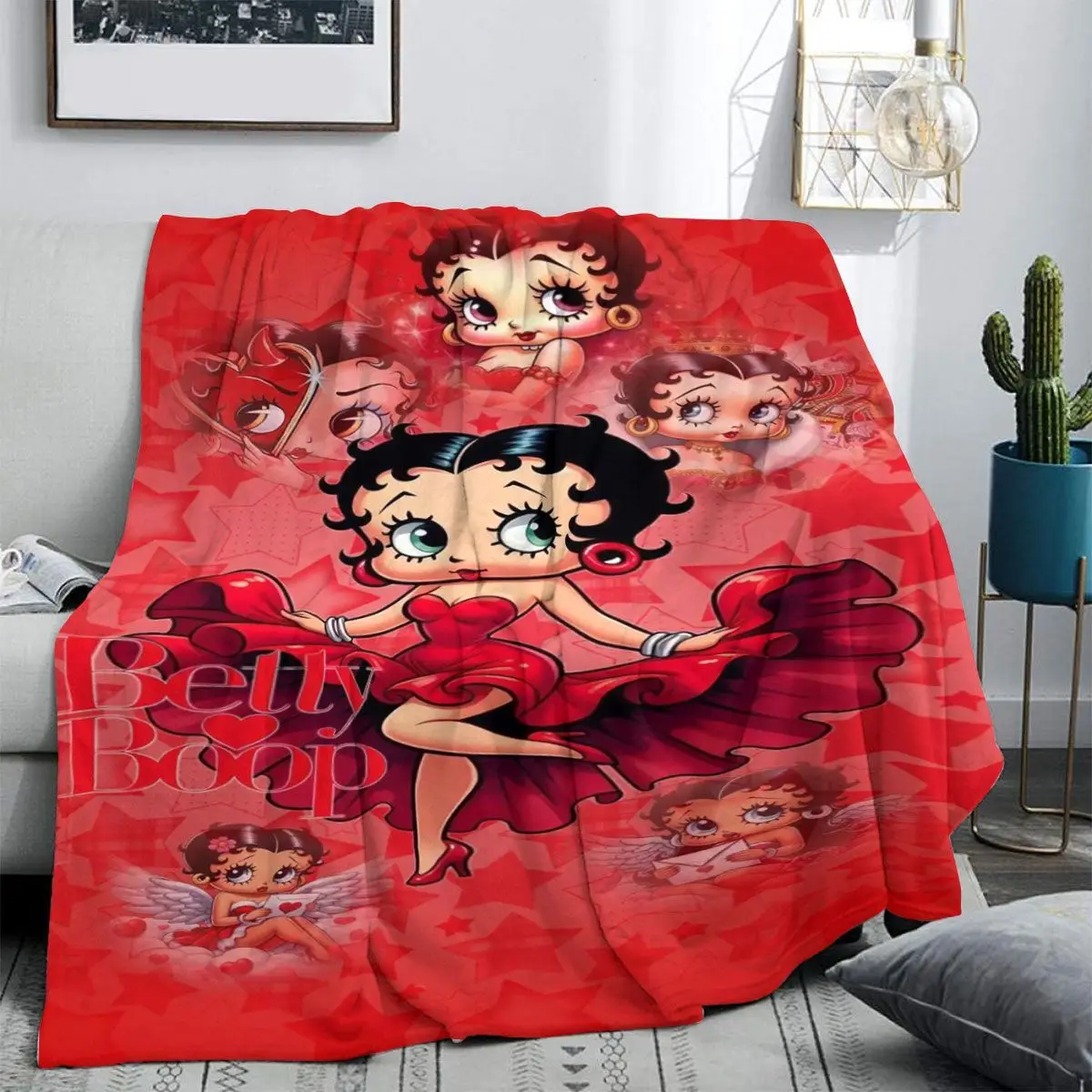 

Милое одеяло с принтом Бетти Буп, домашнее теплое одеяло в стиле аниме, мягкое удобное одеяло, постельное белье для спальни, фланелевое плюшевое одеяло