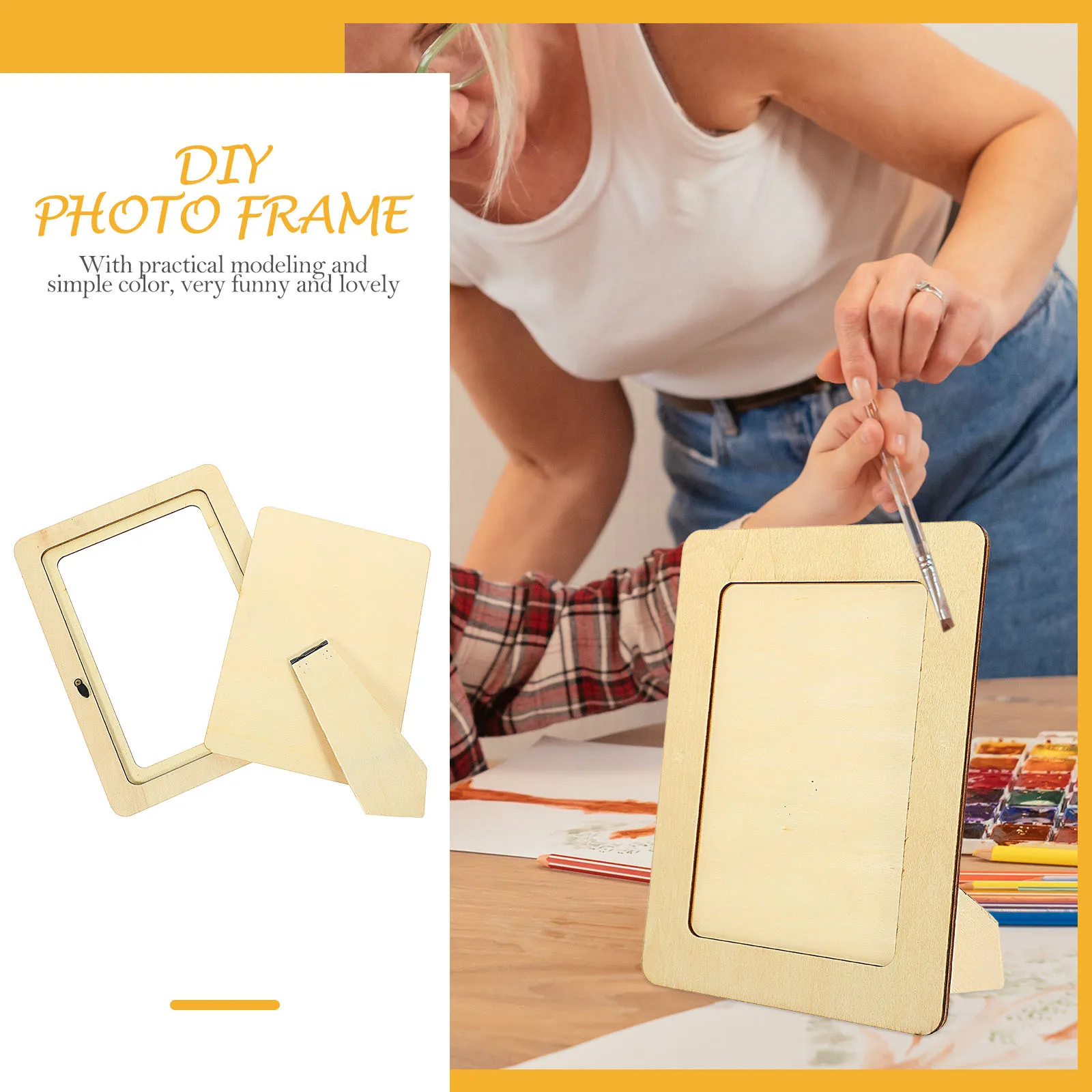 6Pcs DIY Photo Frame Materials Wooden Unfinished Kit for Handmade Decoration Clay Frame Mold Educational Craft Activity Set
