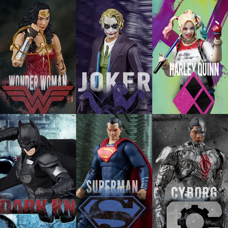 Los vengadores de Marvel Batman Superman Cyborg Harley Quinn Wonder Woman Joker PVC figuras de acción juguetes para niños regalo de Navidad de Año Nuevo