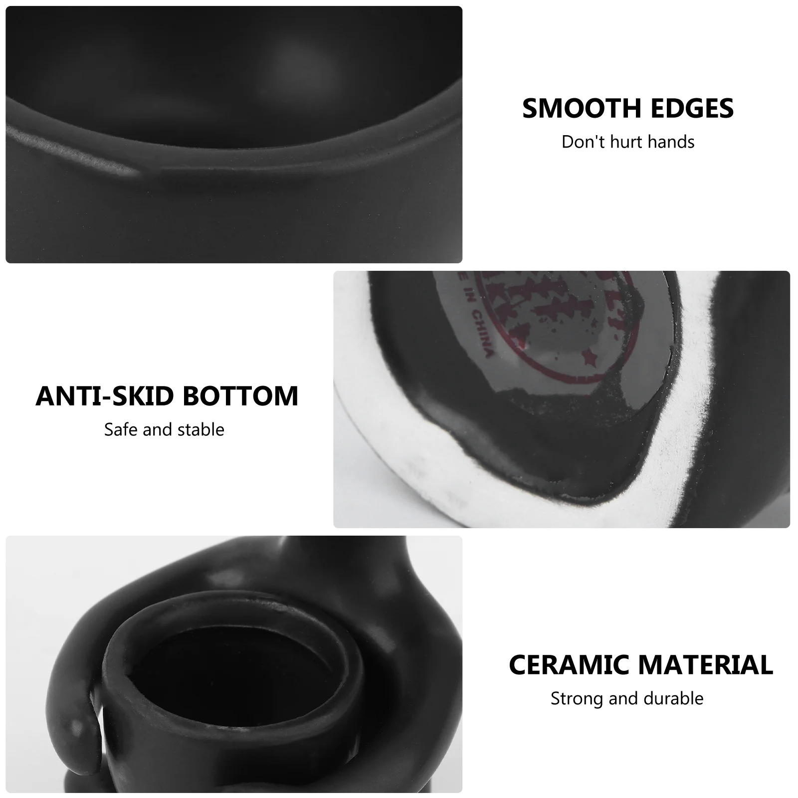 

Ceramic Flowerpot Black Human Shape Creative Planter Succulent Plant Container Desktop Decoration Unique 6x6x10cm