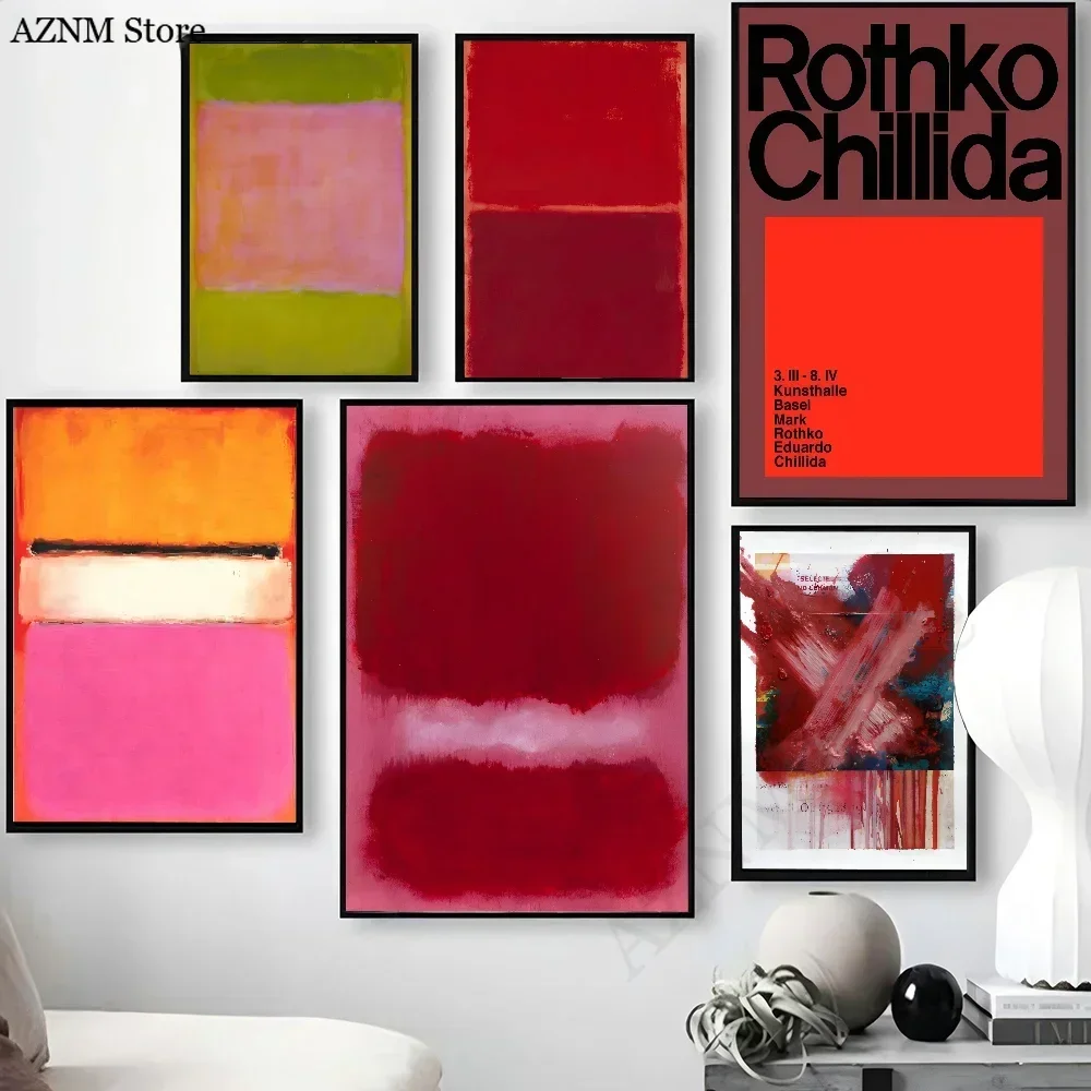 Marque d'art mural moderne scandinave, 1 pièce, affiche abstraite Rothko, autocollant en papier imperméable, pour café, Bar, salle