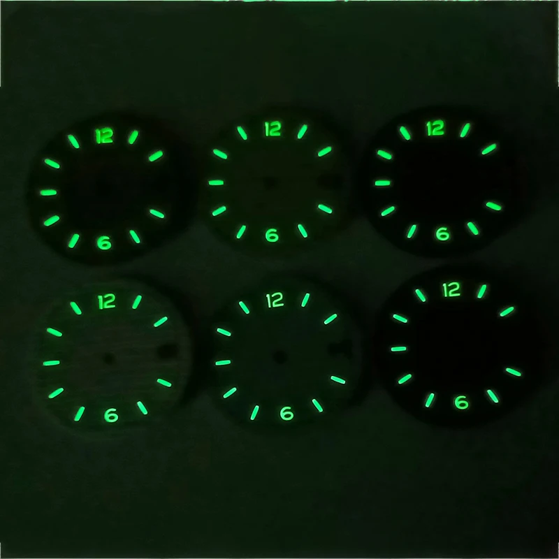 30.5mm NH35 Dial Green Luminous Bar Nail Watch Face for NH35 NH36 4R 7S26 Movement Mens Watch Accessories Watches Repair Parts