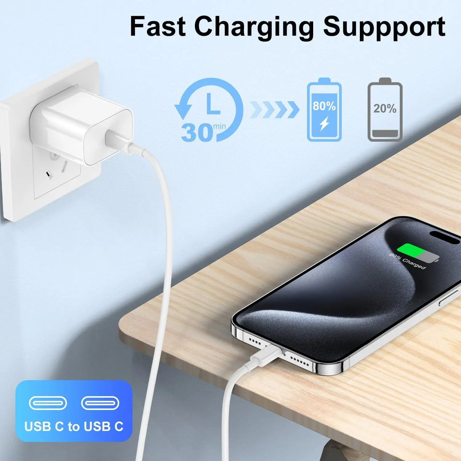60W 3A USB C to C Fast Charging Cable, Quick Charge Type C Cord, 1m/2m , For iPhone 15/16 Series, Samsung Galaxy, Huawei, Xiaomi