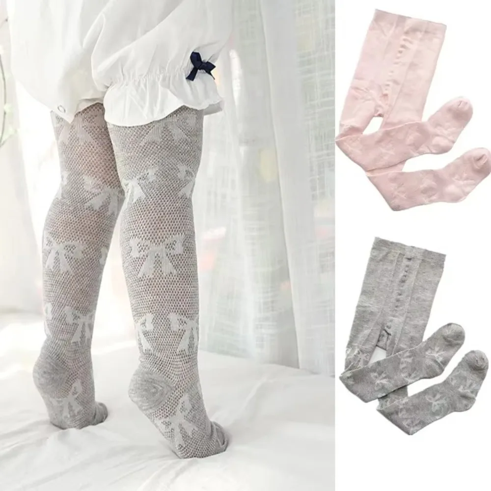 

New Mesh Pantyhose Bowknot Embroidery Tights Breathable Stretch Footed Leggings Girls