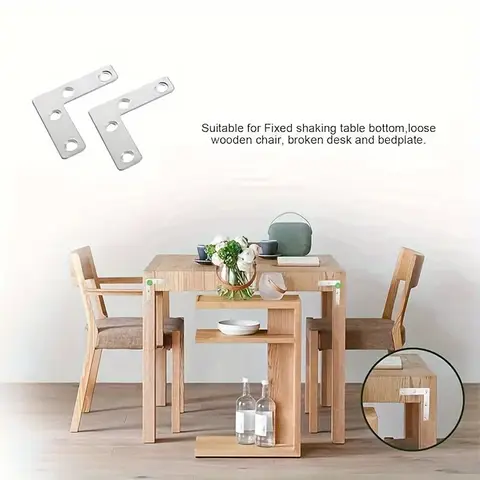 10 st. L-formade hörnfästen i rostfritt stål, platt vinkeljärn för träkopplingar 12 best sales träkoppling - №8