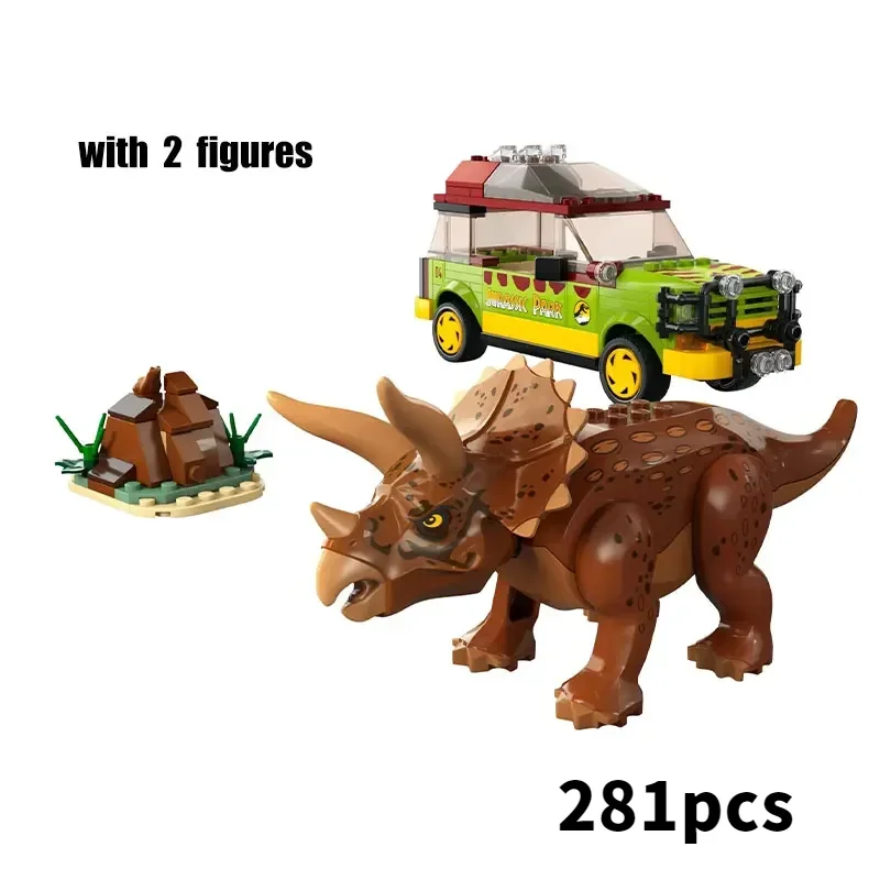 Jurassiced dinossauro mundo parque compatível 76959 pesquisa triceratops modelo blocos de construção tijolos moc brinquedos crianças presentes
