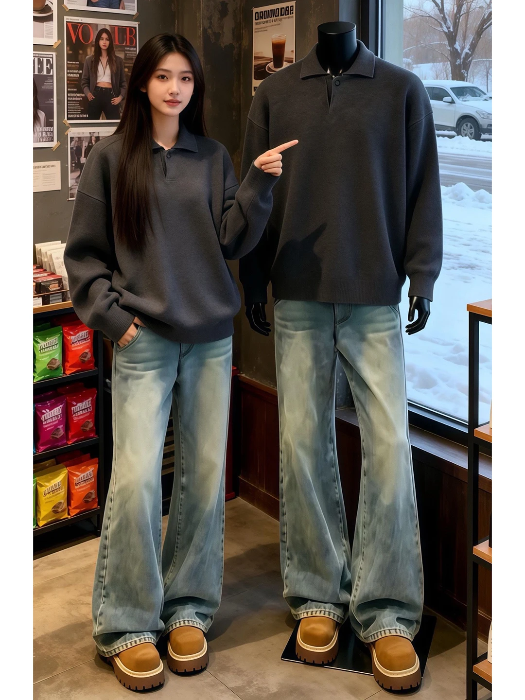 

Мужские широкие джинсы Blue Waed: прямые брюки из смесового хлопка в стиле High Street Vibe Cleanfit для повседневной носки