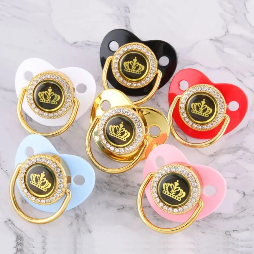 Luxury Crown Baby Pacifier with Cover Bling Pacifiers Silicone Newborn Infant Nipple Newborn Dummy Soother Baby Gifts BPA Free