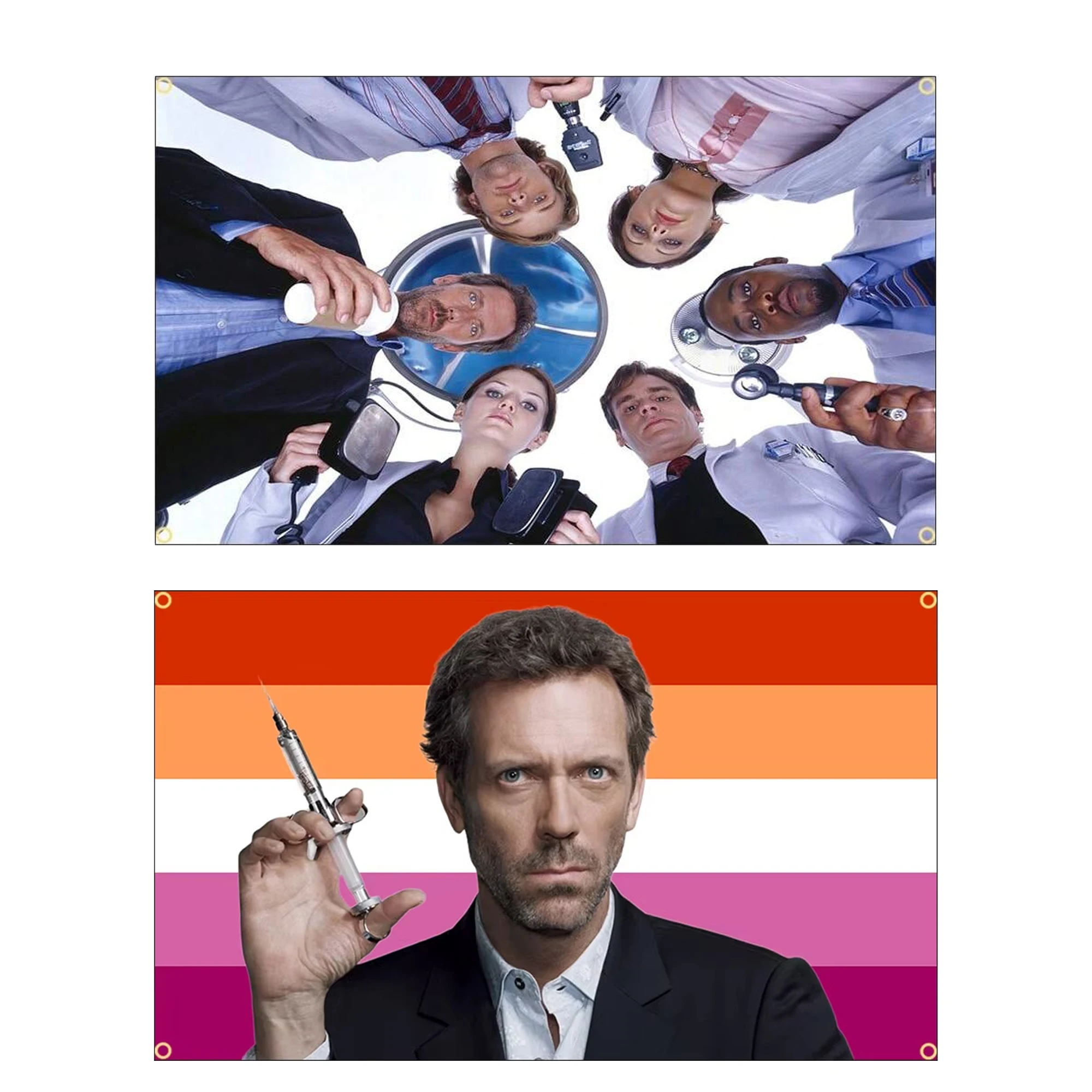 60X90CM 90X150CM House M.D. House The Doctor A group of doctors are watching you Flag Meme flag Music Wall Hanging Tapestry Room