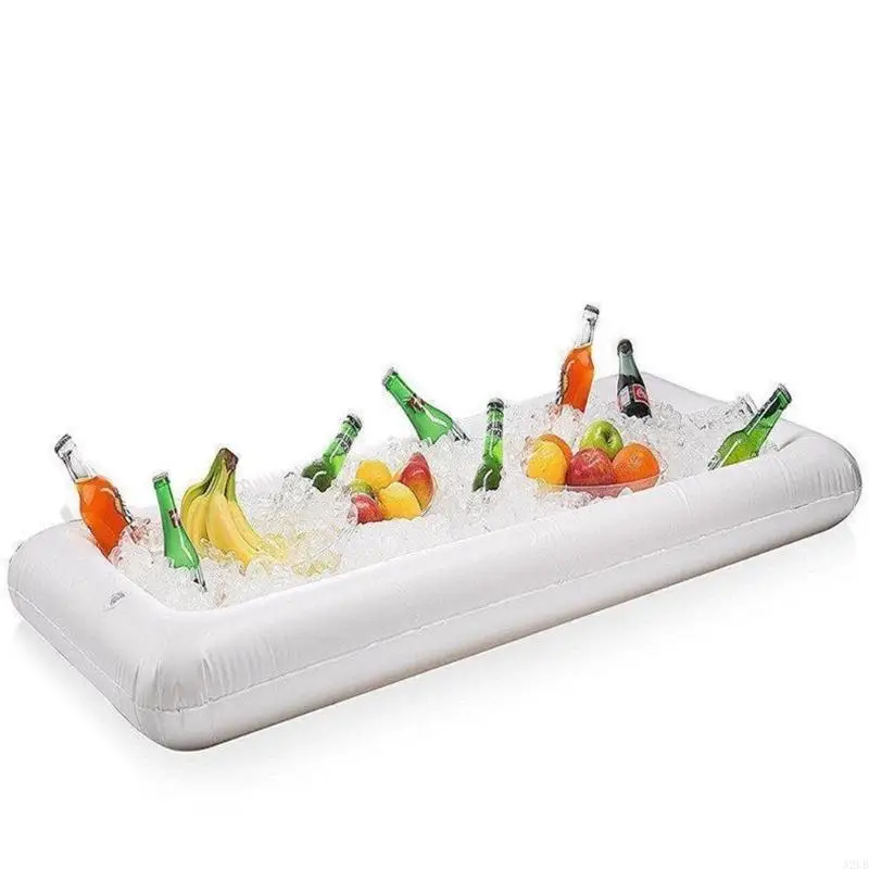 A2UB 4-teiliger aufblasbarer Getränke-Eisblockhalter aus PVC, wiederverwendbare schwimmende Eiswürfelschale für Spaß und – Detail 7