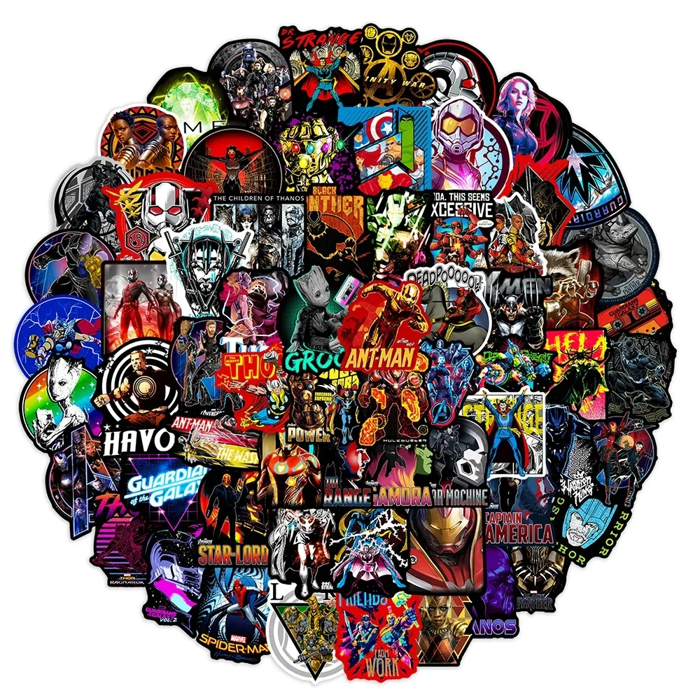 108Pcs Disney The Avengers Marvel Stickers for Laptop Motorcycle Skateboard Car Phone Waterproof Decals Sticker for Kids Toys