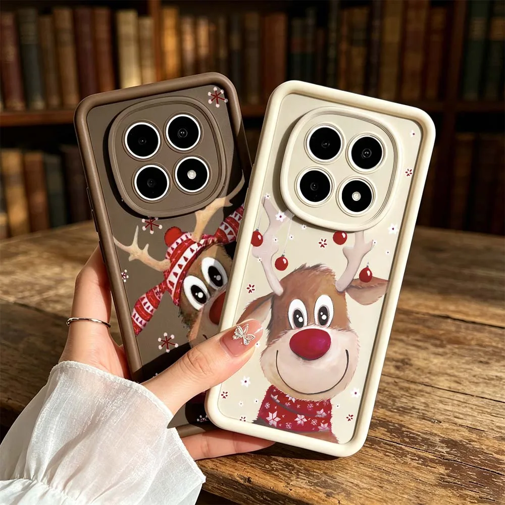 

Cartoon Red Nose Reindeer Cover For Redmi Note 15 14 13 12 11 12R 12R 11T Pro Speed Plus 5G Eye Ladder Phone Case