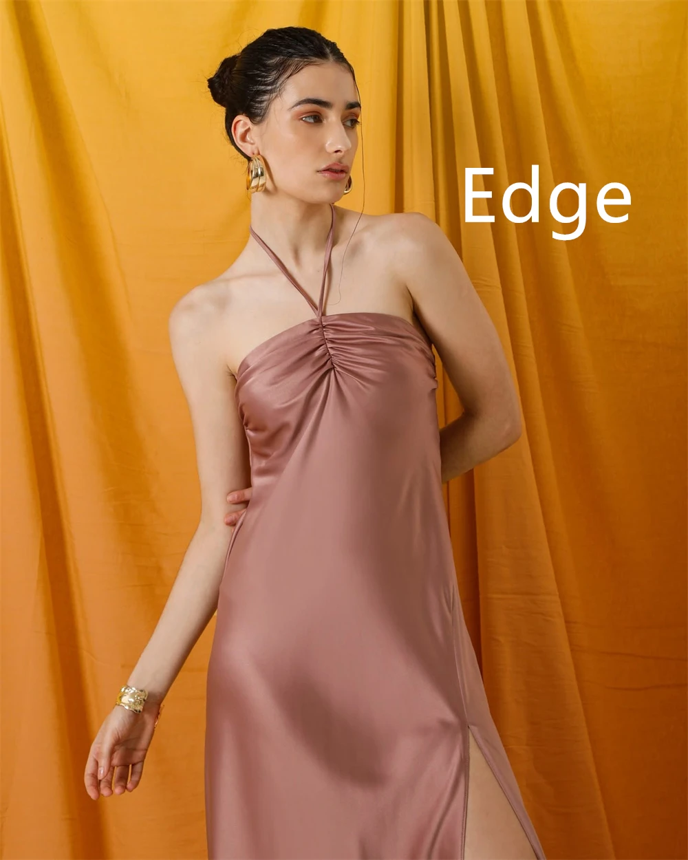 فستان سهرة أنيق مخصص من الساتان رسن رسمي بدون أكمام فستان حفلة موسيقية مزاجه سويب تراين فساتين مناسبة خاصة