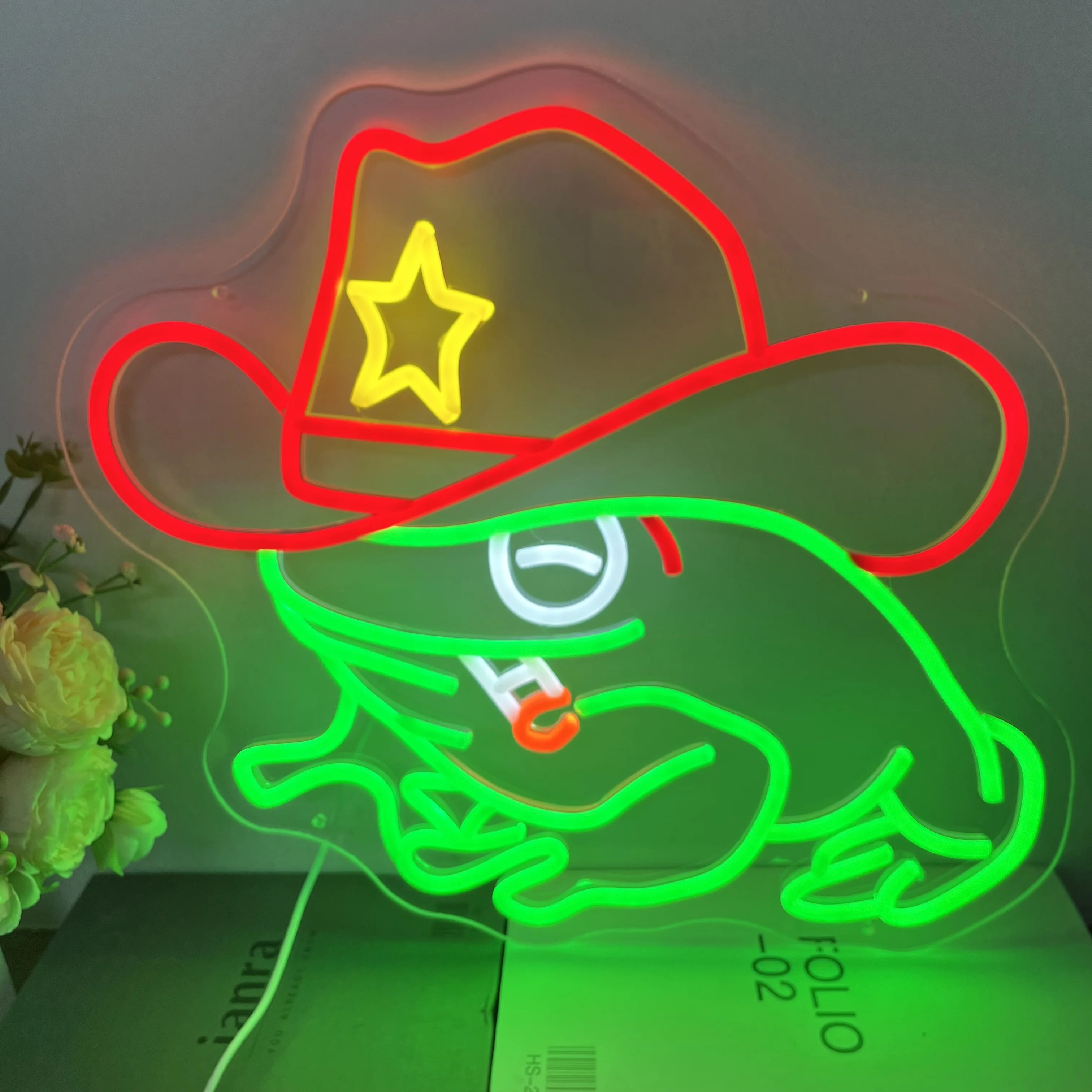 Cowboy Frog Neon Sign, Toad Led Aesthetic Neon Sign , Western Frog Décor for Man Cave Home , Dimmable Bright Sign, Gift for Dad