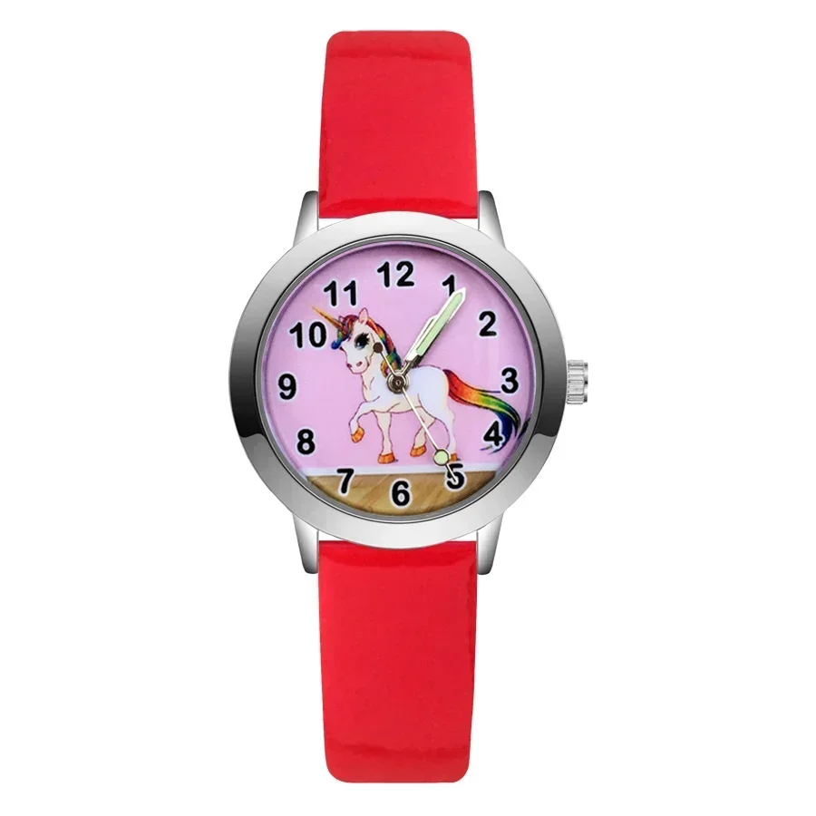 أزياء حساسة الكرتون قوس قزح الأطفال أطفال طالب بنات بنين كوارتز جلد نايلون حزام الراقية العلامة التجارية ووتش مصنع كامل