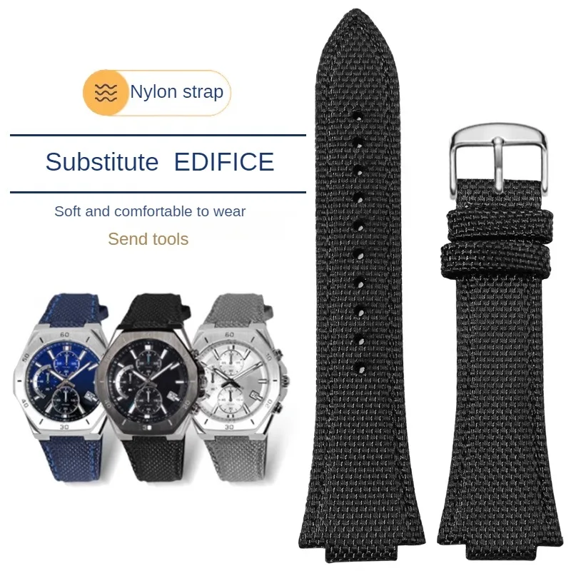 

Adapted casio Casio nylon watch with Edifice farmhouse oak EFB-680 series canvas bracelet