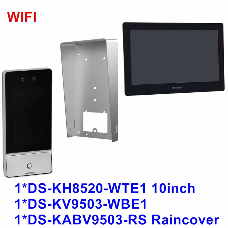 Hikvision WIFI IP Video System DS-KV9503-WBE1 Door Station POE Doorbell DS-KH9510-WTE1 Wireless 10Inch Monitor Screen Rain Cover