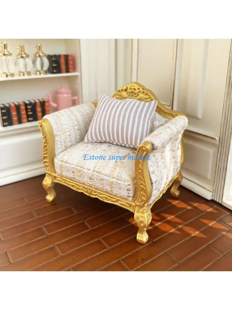 

090B Loveseat Sofa Miniature Wooden Dollhouses Model Detailed 1/12 Scale Furniture For Collector