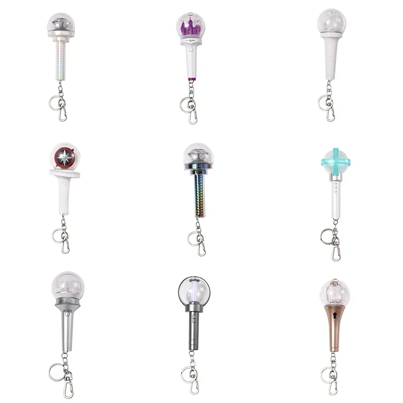 Kpop Mini Light Stick Keychains Electronic Lights Bag Pendant Keyrings for Women Girls