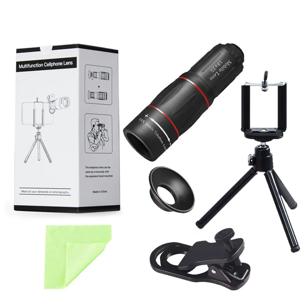 5pcs Mobile Phone Single Tube 18x External Magnifying Glass Lens For Outdoor Photography, High-definition Telephoto Lens