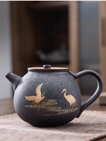 Crane Retro Japanese Style Teapot Vintage Ceramic Kung Fu Tea Little Pot of Dan Hu Pu'er Tea Tea Kettle Teaware
