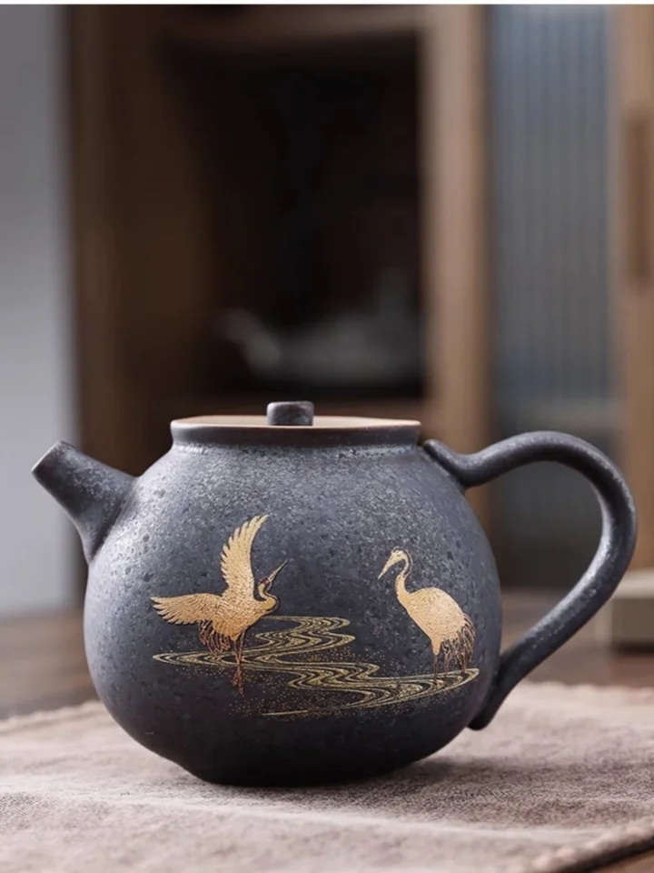 クレーンレトロ和風ティーポットヴィンテージセラミックカンフー茶ダン