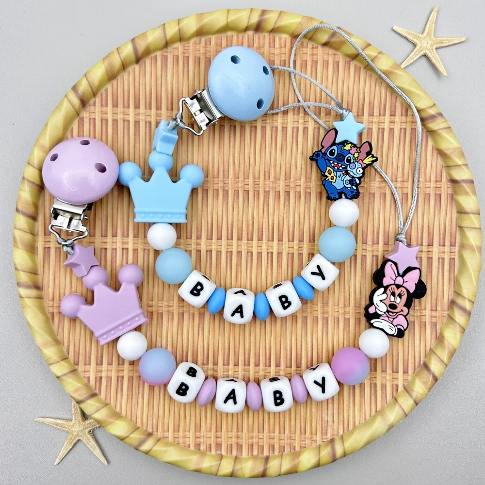 

Customized English Russia Name Baby Cartoon Silicone Luminous Beads Pendant Pacifier Clips Chains Holder Teether Baby Kawaii Toy