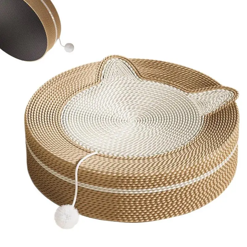 Sisal Cat Scratching Board Round Sisal Scratcher Pad Non-Slip Board For Cats Furniture Protection Indoor Cats Interactive Toy