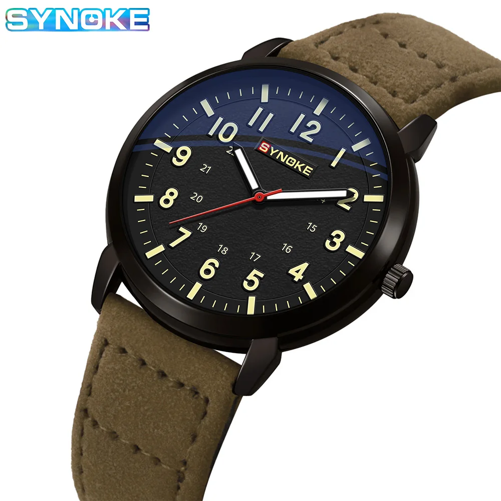 SYNOKE Men Quartz Watch New Style Fashion Sport Business Belt Retro Watch For Men Watch Student Wristwatch Sports Non Mechanical