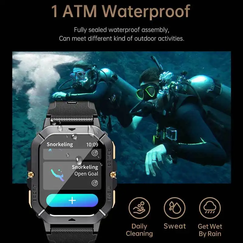 C28 스마트 워치 2.02인치 블루투스 통화 방수 ﻿ 스마트워치 100+ 스포츠 모드 심박수 건강 모니터링 정보 알림