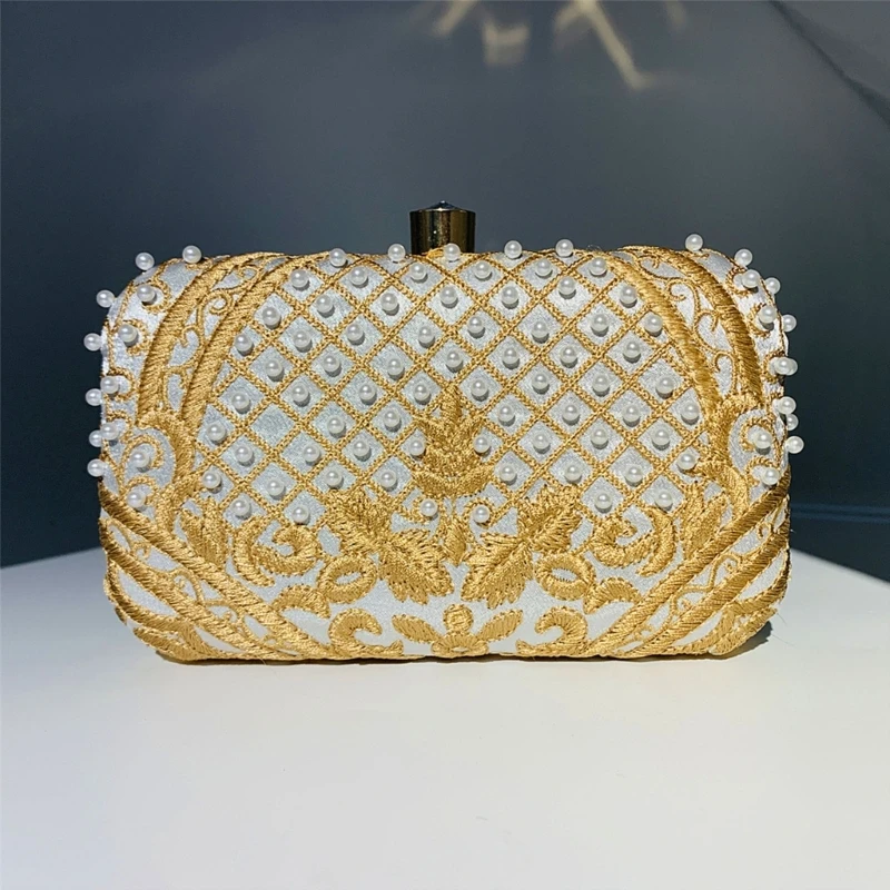 Damen Clutch Handtasche Hochzeit Party Abendtasche Stickerei Umhängetaschen