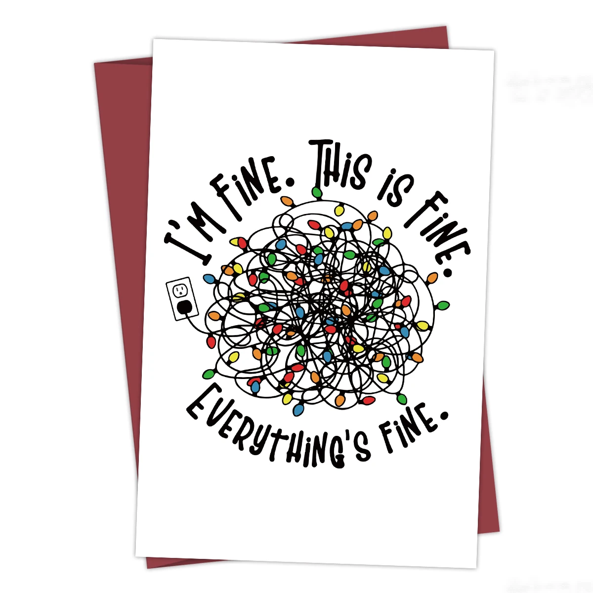 Lustige Weihnachtskarten in verschiedenen Farben, ich bin fein, alles ist fein, humorvolle Weihnachtsgrußkarte mit leichtem Design, Weihnachtsgeschenkkarten