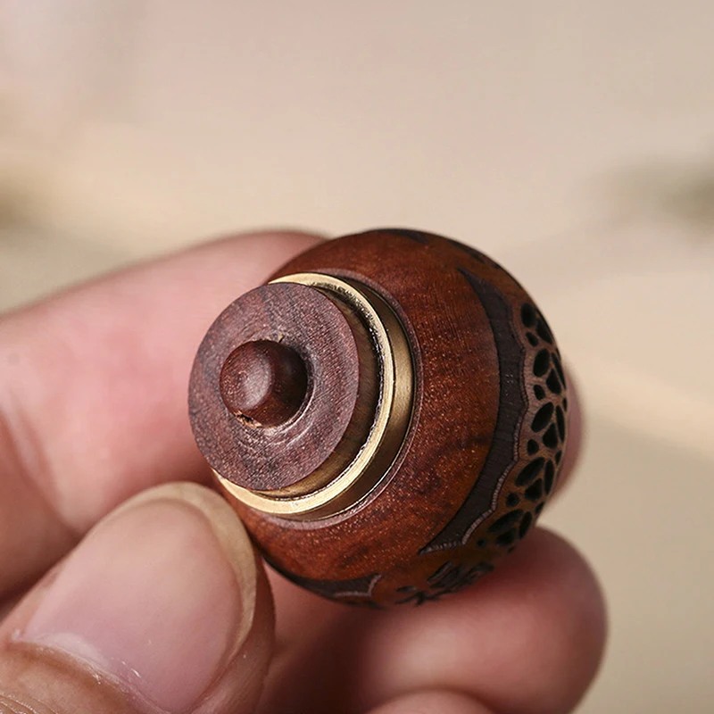 Wood Hollow Carved Aromatherapy Bottle Mini Vase Pagoda Car Hanging Decoration Fragrance Diffuser Bottle Sealed Jar Pendant
