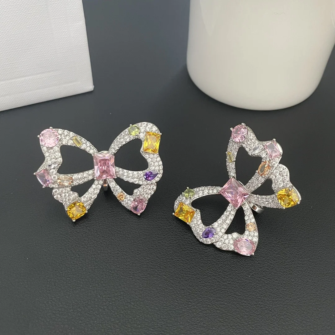 To Reines Inlaid Crystal Butterfly Earrings Delicate Simple Multicolor Eardrop Personalized Jewelry Earrings Anniversary Gift