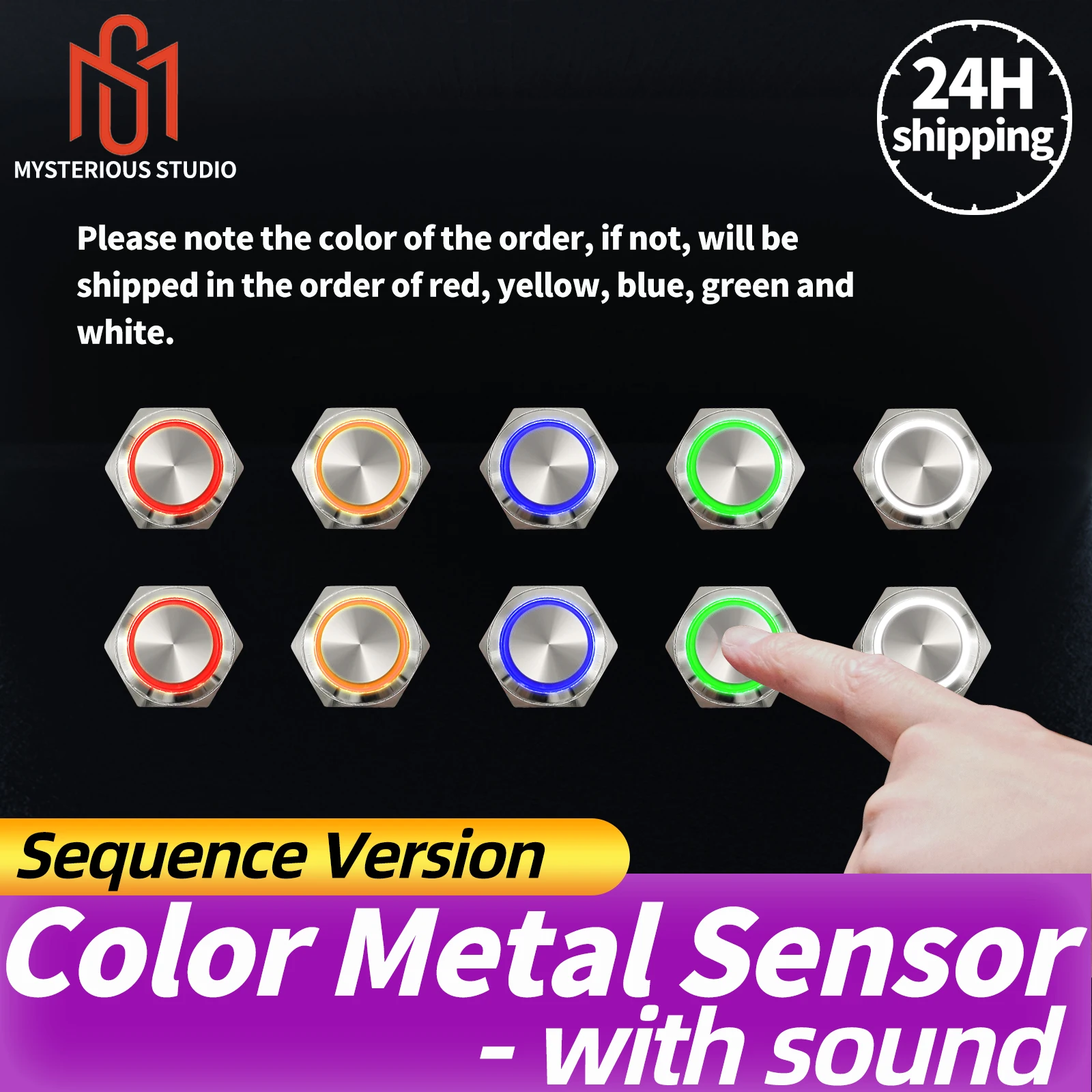 

Mysterious Studio Escape Room Props Metal Push Button Switch Light 5 Colors Press the Buttons in a Correct Sequence to Unlock