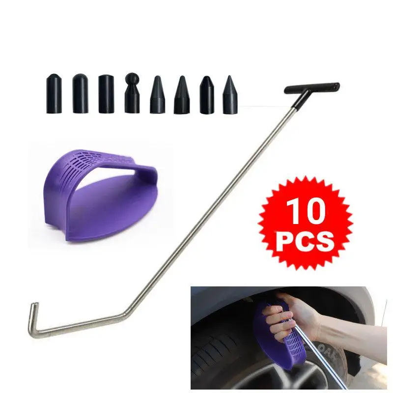 Car Paintless Dent Removal Tools Rod Tips Set Auto Body Sheet Metal Wheel Arch Hub Fender Repair Tyre Ejector Support Kit