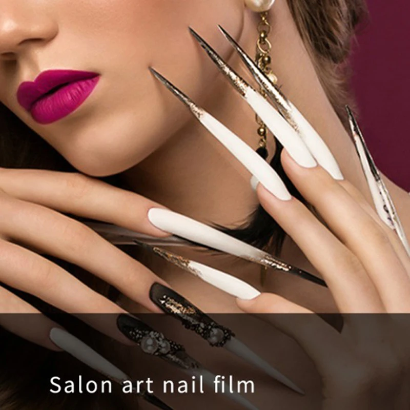 (Ce14)10Pcs Nail Tools Stiletto Nail Tips Extra Long Shape Clear Half Cover False Nail Art Tips