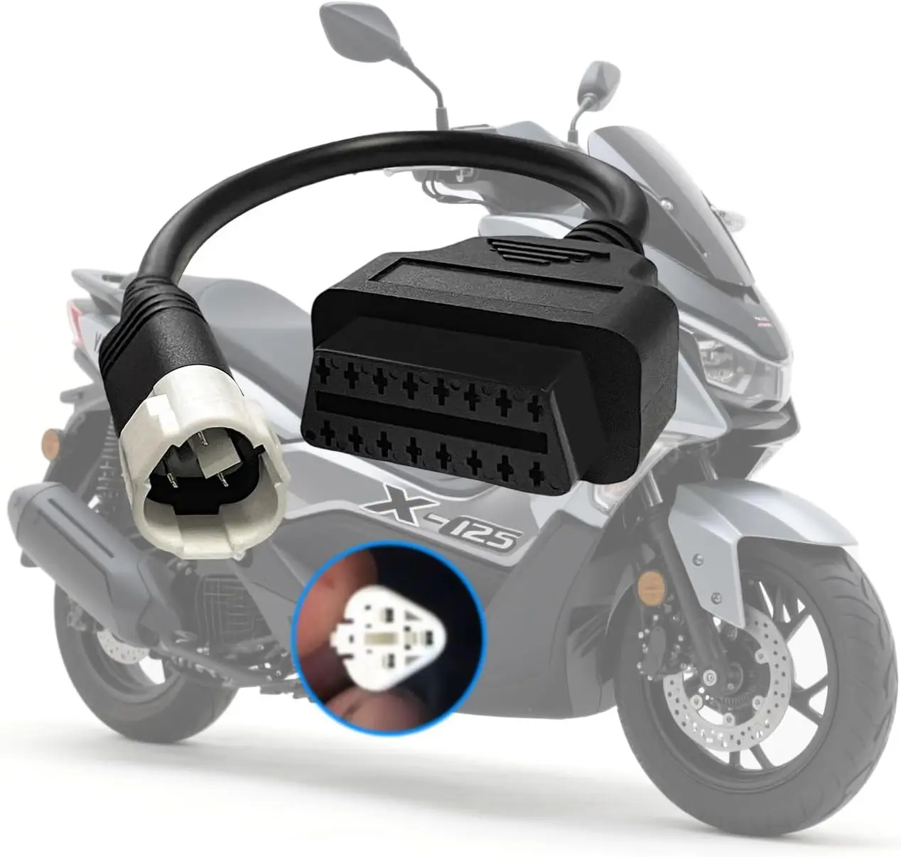 

OBD Diagnostic Cable for Yamaha 3pin to 16pin OBD2 Adapter,3Pin Connector Fits Yamaha YZF R125/MT125/NMAX125/XMAX 300 Motorcycle