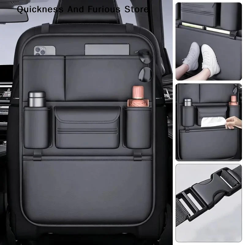【MO】High-Capacity Car Seat Back Storage Bag Anti Kick Pad Multi-Pocket Backseat Organizer Bag Hanging Car Storage Pocket