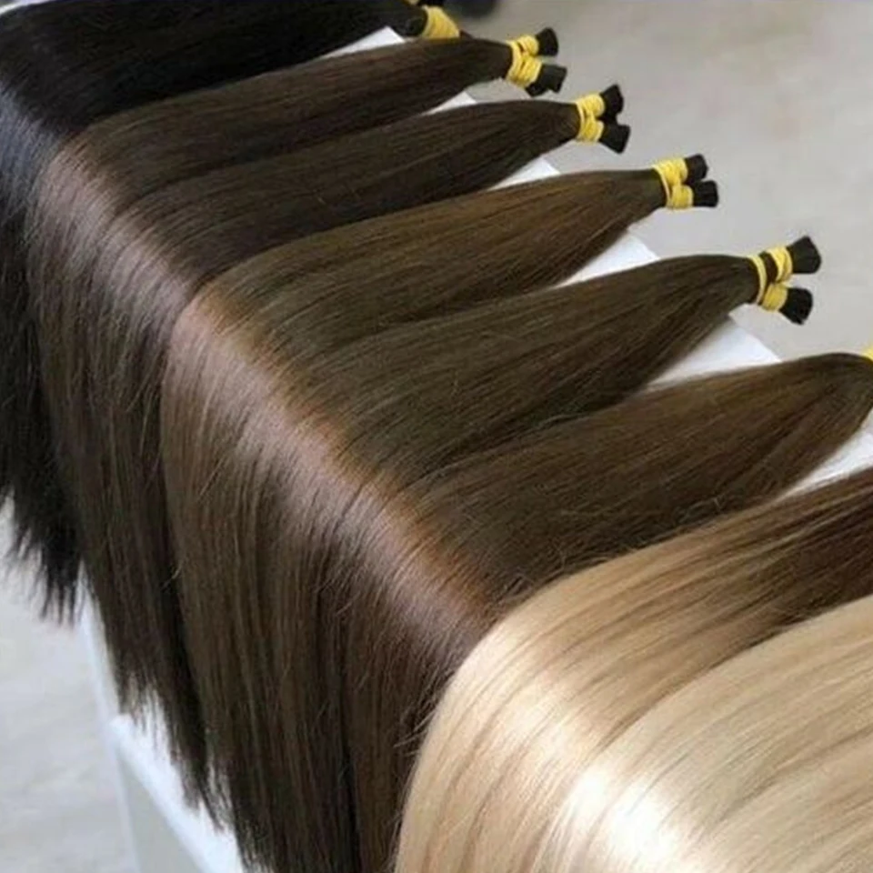 Maxhair Straight Full End Bulk hair 1B 613 Honey Blonde Human Hair Bulk For Braiding No Weft 100% Human Hair Extensions 50g 100g