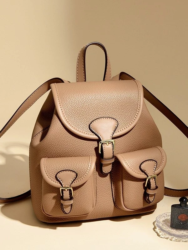Women's Vintage Brown Backpack for Girl Stylish Small Leather Backpack for Women College School Backpack Casual Travel Backpack
