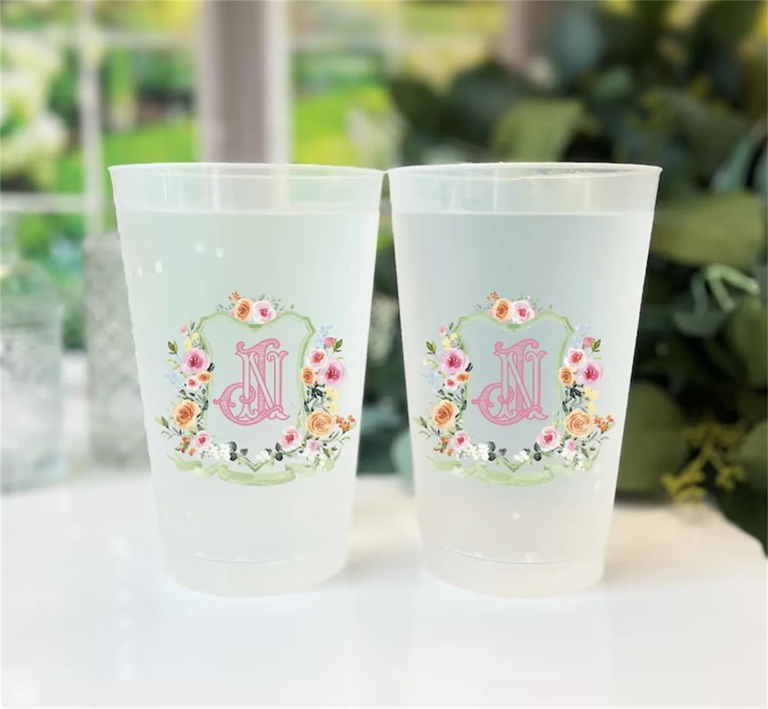 

Полноцветные свадебные персонализированные матовые чашки — небьющиеся пластиковые стаканчики с монограммой, свадебные чашки с монограммой, полноцветная свадебная чашка