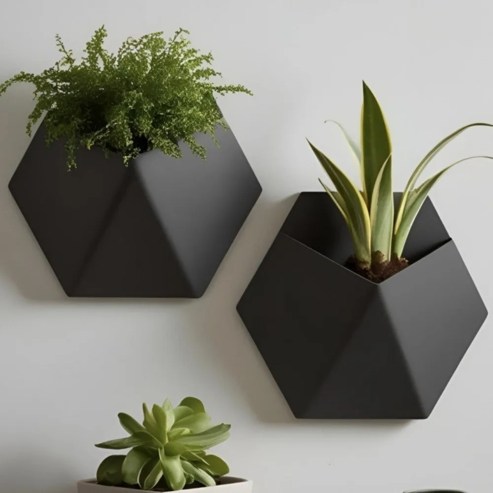 Modern Style Geometric Hexagonal Flower Pot Wall-Mounted 3D Printed Succulent Plant Basin Decorative Growing Pots Indoor Plants