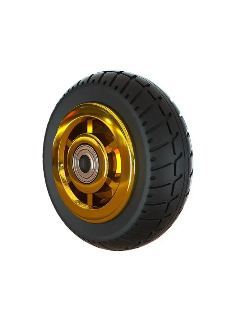 1 Pcs 4 Inch Rubber Medium Caster Gold-Plated /Humvee/ TPR Silent Wheel Universal Trolley Industrial Trailer Single