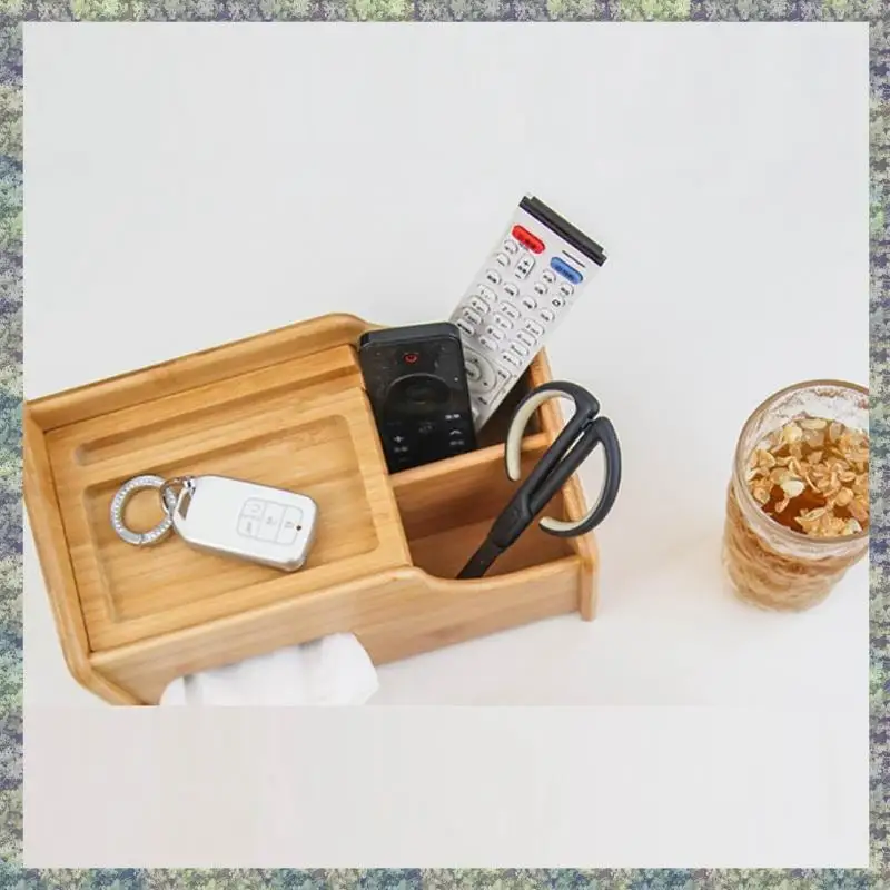 

WON Coffee Table Remote Control Holder Collection Cosmetics Receipt Inclusion Organizer Storage Bamboo Wooden Box Racks,L Durabl