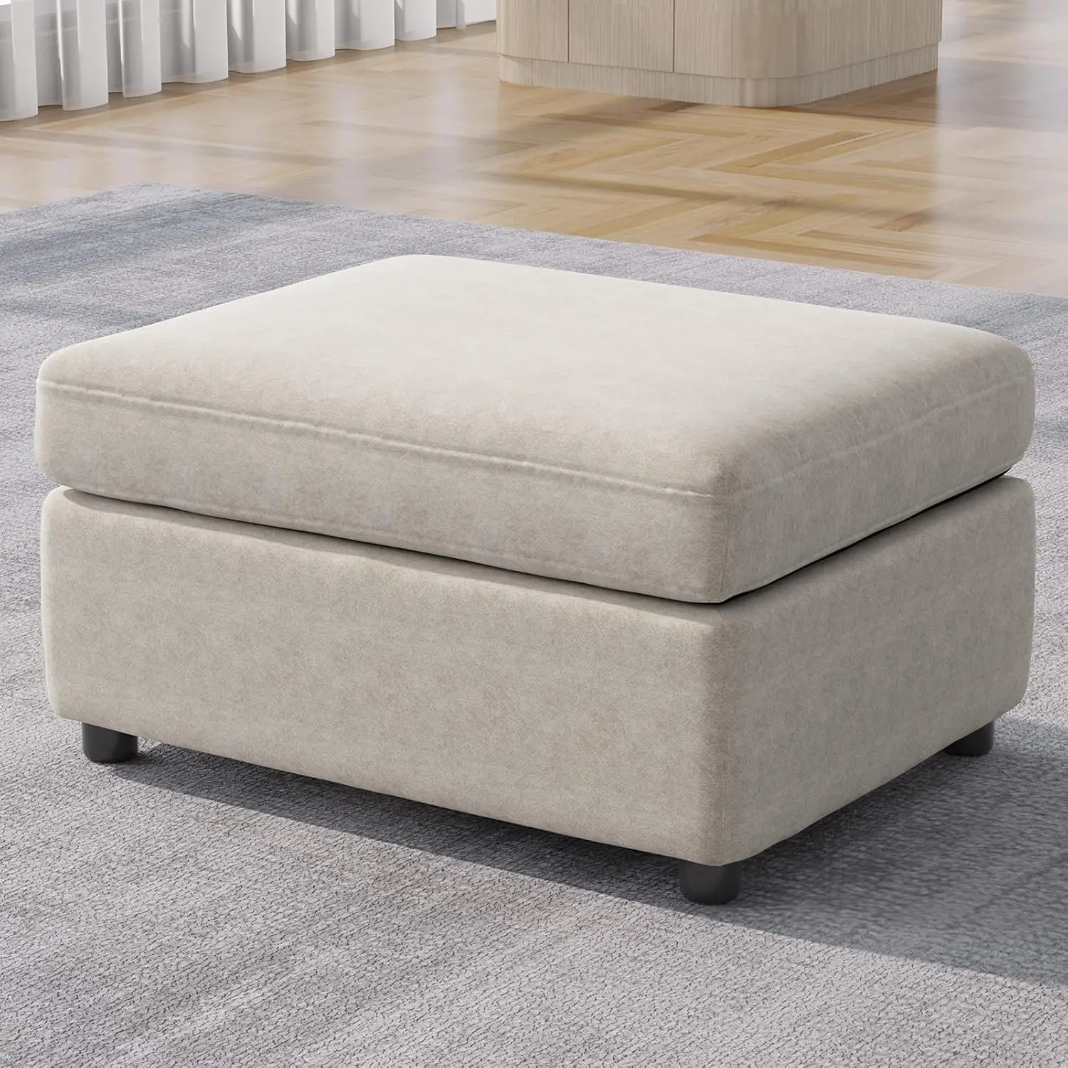 Grey Ottoman Storage Footrest Modular Sectional Convertible Lounge Seat Hidden Living Room Bedroom, Customized